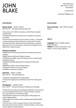 Resume Los Angeles template